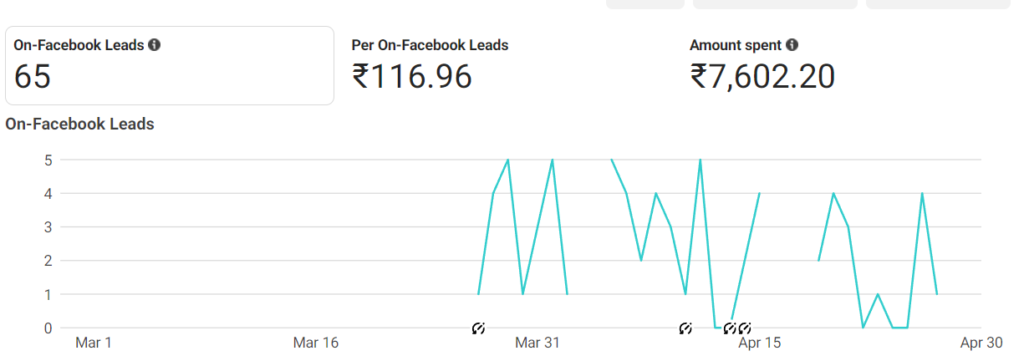 Lead generation results for a service based business on Meta